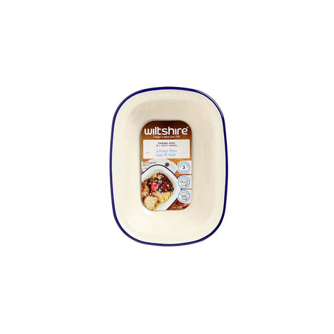 Enamel Oval Pie Dish 400ml Blue