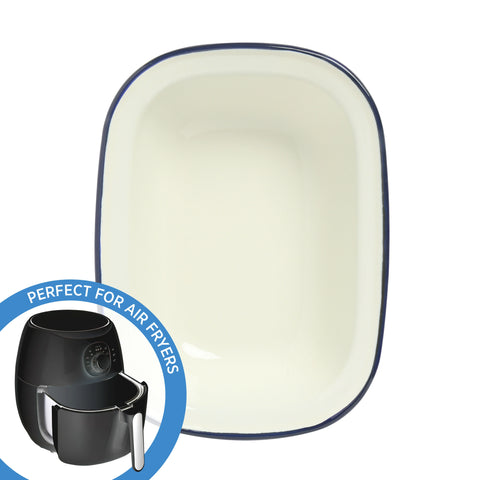 Enamel Oval Pie Dish 400ml Blue