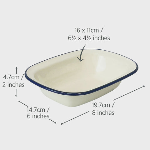 Enamel Oval Pie Dish 400ml Blue