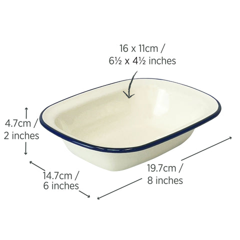 Enamel Oval Pie Dish 400ml Blue