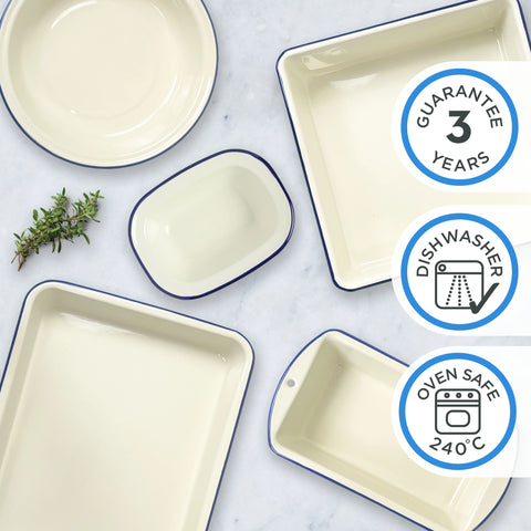 Enamel Oval Pie Dish 400ml Blue