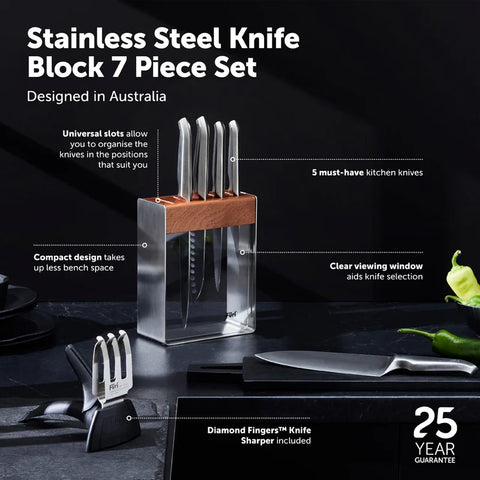 Pro Stainless Steel Knife Block Set 7 Pieces