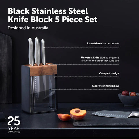 Pro Ltd Ed Black Knife Block Set 5 Pieces