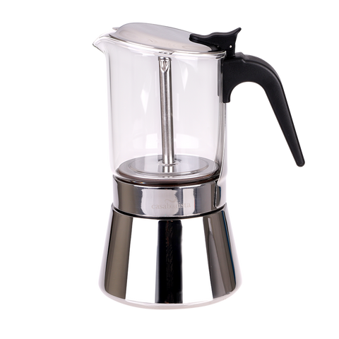 Capri 3 Cup Glass Top Stainless Steel Espresso Maker