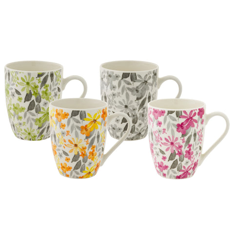 Coupe Mug 340ml, Set of 4 - Floral