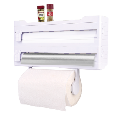 Wall Mount Kitchen Roll Dispenser - White / White