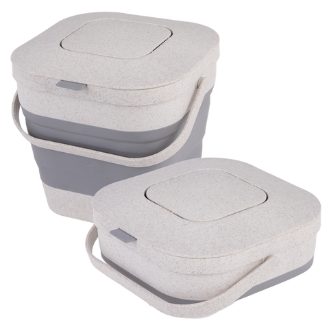 Square Collapsible Wheat Fibre Compost Bin 3.9L - Grey
