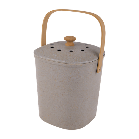 Square Bamboo Fibre Compost Bin 3.8L - Grey / Grey