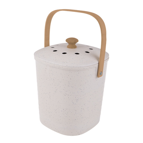 Square Bamboo Fibre Compost Bin 3.8L - White / White