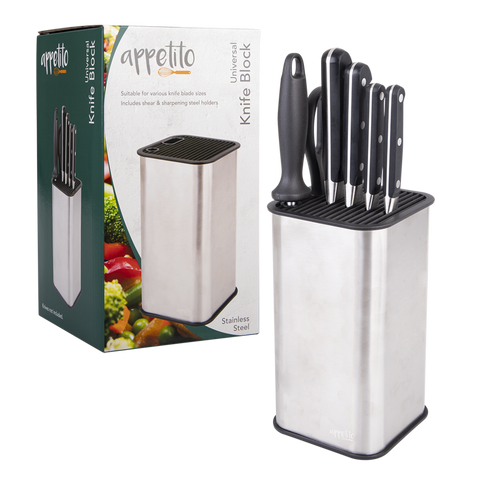 Square Univeral Knife Block - Stainless Steel / Stainless Steel