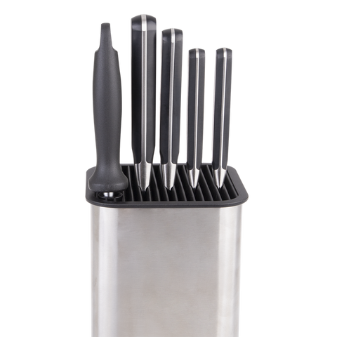 Square Univeral Knife Block - Stainless Steel / Stainless Steel