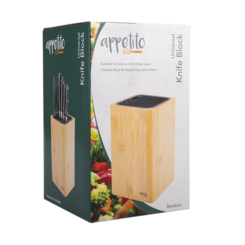 Square Universal Knife Block - Bamboo / Bamboo