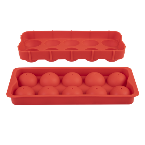 Silicone Round Ice Cube Tray - Red / Red