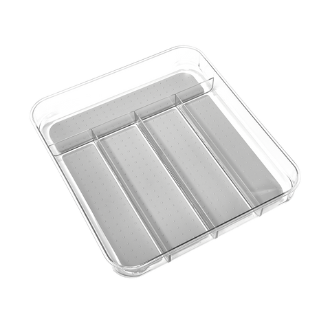 Clear Soft Grip 5 Compartment Cutlery Tray - Grey