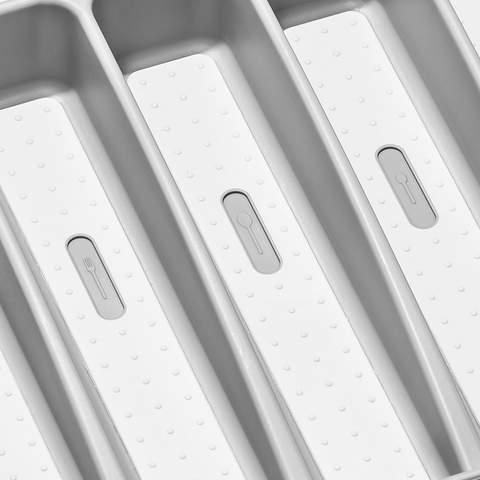 6 Compartment Cutlery Tray  - Soft Grey