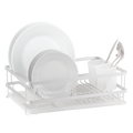 Aluminium Dish Rack with Draining Board - White / White