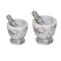 Grey Marble Mortar & Pestle 12Cm
