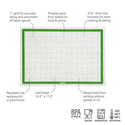 'Truebake' Silicone Baking Mat Half Sheet 42 X 29cm - Pesto