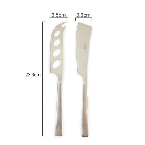 Classica-St Clare Nordic 2 Piece Cheese Set Silver Matte Finish - Stainless Steel