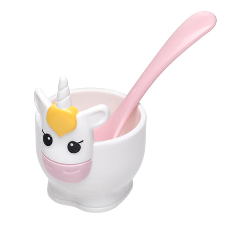 Unicorn Egg Cup & Spoon, 6x5x10.3cm - Abs