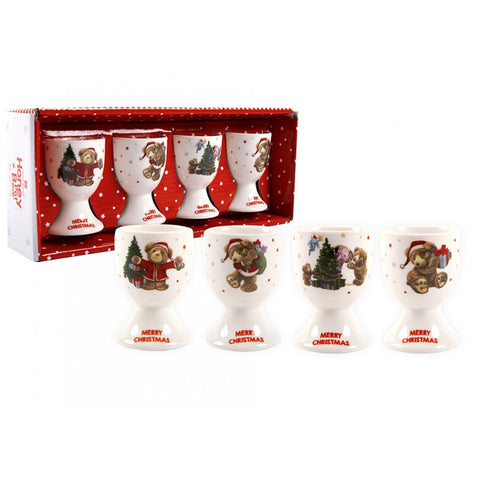 Honey Pot Bear Xmas Set Of 4 Egg Cup