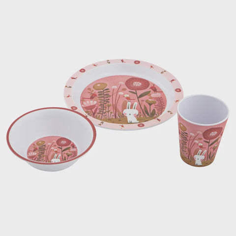 Playful Bunnies Garden Kids Dinner Set 3 Piece