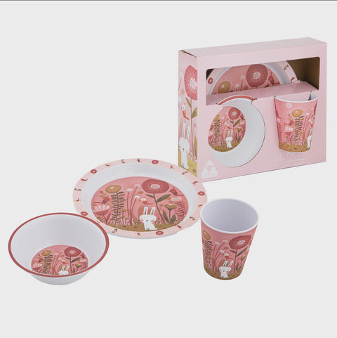 Playful Bunnies Garden Kids Dinner Set 3 Piece
