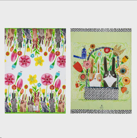 Playful Bunnies Kitchen Towel 2 Pack