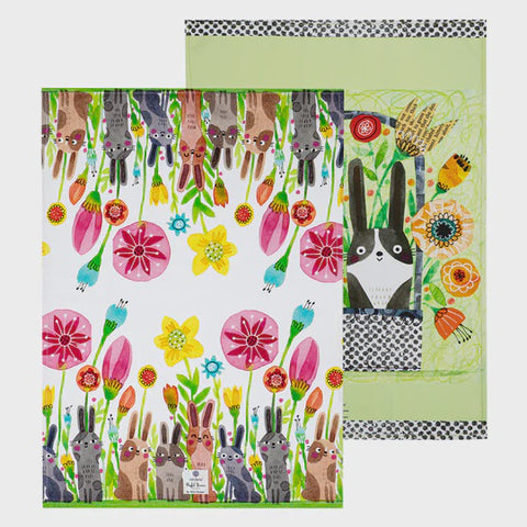 Playful Bunnies Kitchen Towel 2 Pack