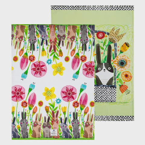 Playful Bunnies Kitchen Towel 2 Pack