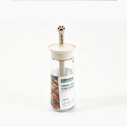 Glass Paw-Shaped Brush Oil Bottle