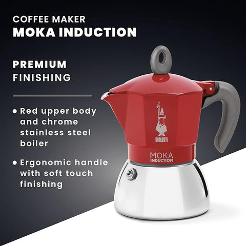 Moka Induction Red 4 Cup