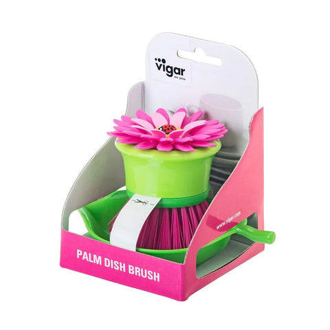 Vigar Flower Power Orange Palm Dish Brush With Holder