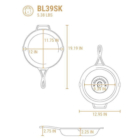 Blacklock Triple Seasoned Cast Iron 12 Inch Skillet