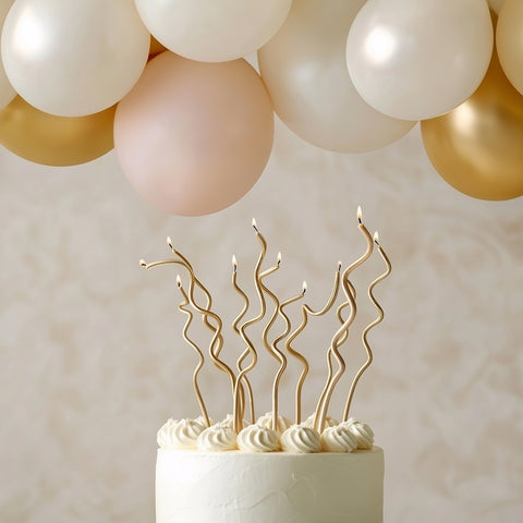 13cm Swirly Cake Candles Gold (Pack of 16)