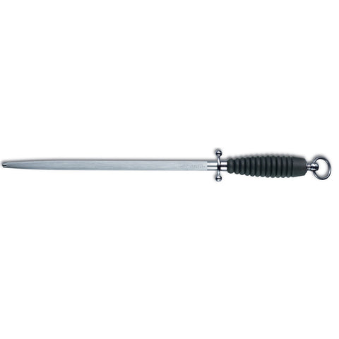 Butchers Sharpening Steel,30cm,Round,Middle Fine Cut,Ripple Black Handle