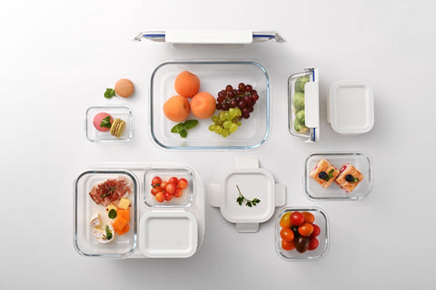 Clear Glass White Rectangular Container