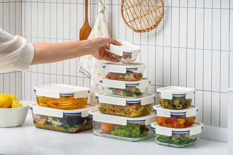 Clear Glass White Rectangular Container