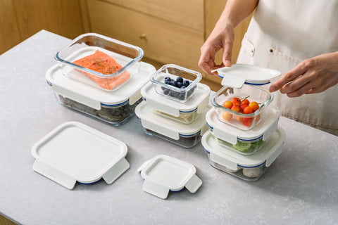 Clear Glass White Rectangular Container