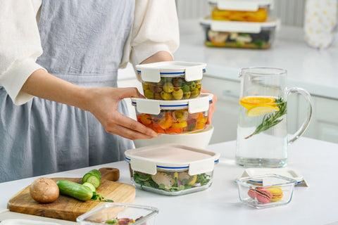 Clear Glass White Rectangular Container