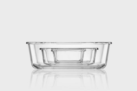 Clear Glass White Rectangular Container