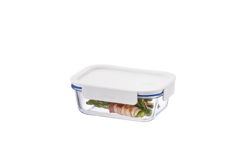 Clear Glass White Rectangular Container