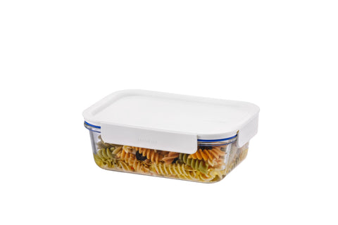 Clear Glass White Rectangular Container