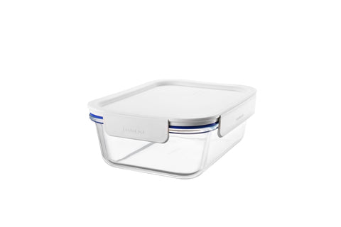 Clear Glass White Rectangular Container