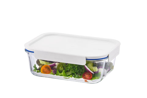 Clear Glass White Rectangular Container