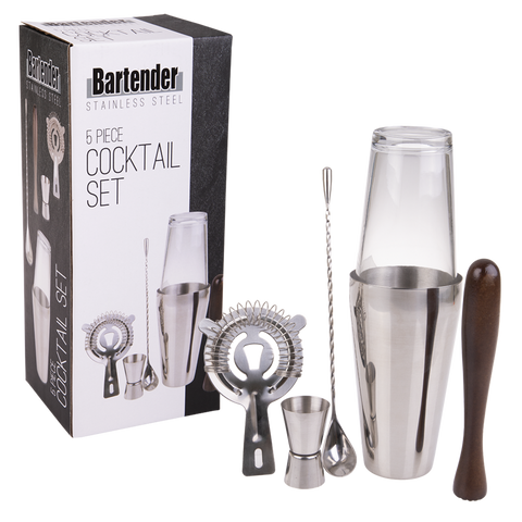 5 Pieces Stainless Steel Cocktail Set