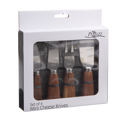 Mini Cheese Knives W/ Acacia Wood Handle Set 4
