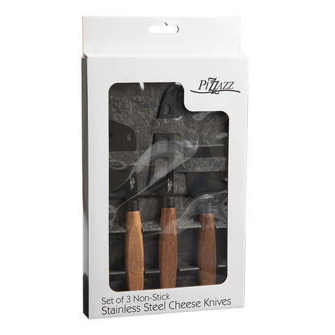 Non-Stick Stainless Steel Cheese Knives W/ Acacia Wood Handle Set 3