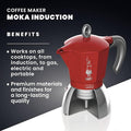 New Moka Induction Red 4 Cups