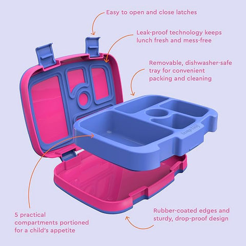 Kid's Leak-Proof Bento Lunch Box - Fuchsia / Fuchsia